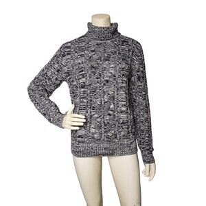 CROFT & BARROW Black White and Gray Marled Turtleneck Sweater Size Large NEW